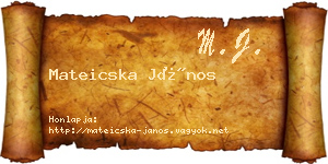 Mateicska János névjegykártya